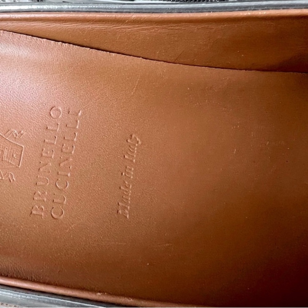 Brunello Cucinelli Metallic Leather Platform w Monili Trim Mule Espadrilles - Picture 10 of 12